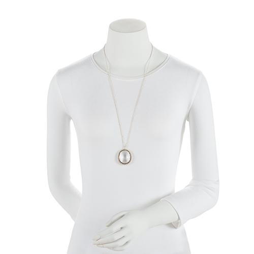 Tiffany & Co. Ziegfeld Sterling Silver Crystal Oval Pendant Necklace