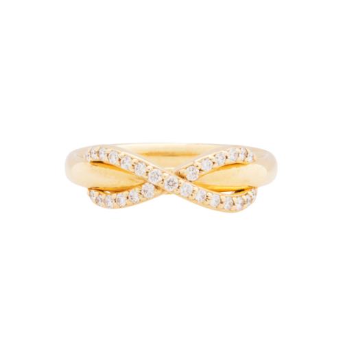 Tiffany & Co. 18k Yellow Gold Diamond Infinity Ring - Size 4