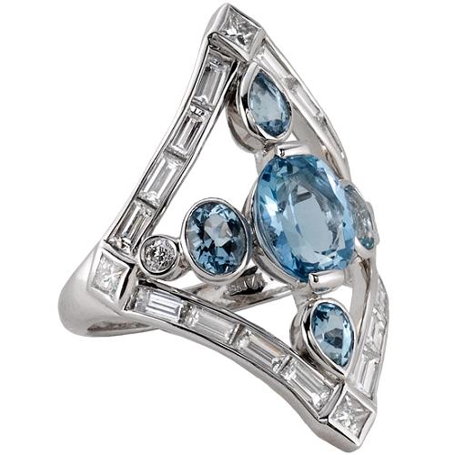 Vera Wang Aquamarine Diamond Shaped Ring