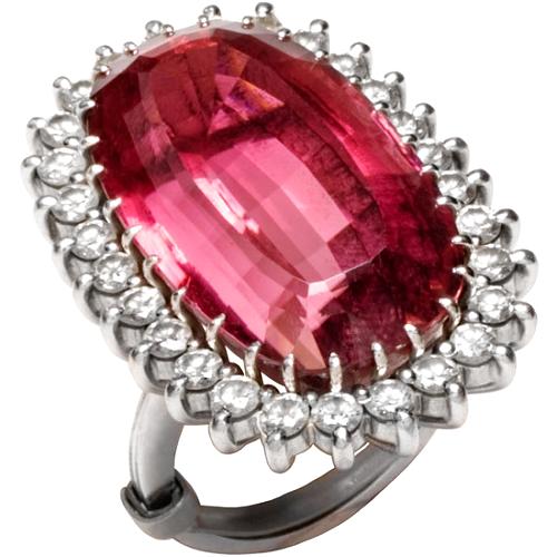 Vintage Pink Stone Diamond Cocktail Ring