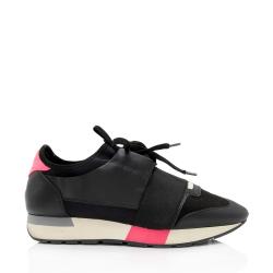 Balenciaga Leather Stretch Knit Race Runner Sneakers - Size 8 / 38