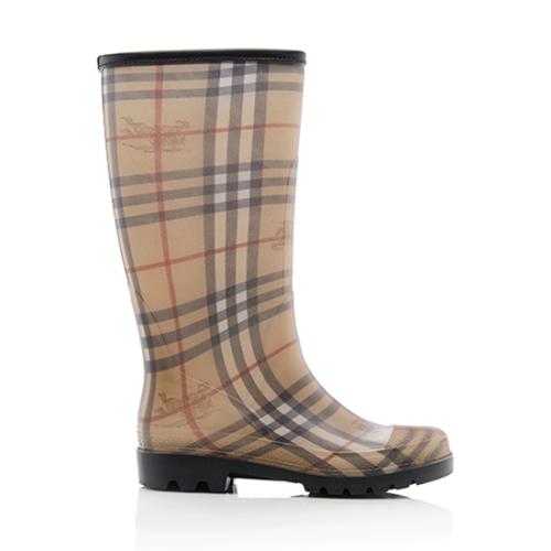 Burberry Haymarket Check Mid-Calf Rain Boots - Size 9 / 39