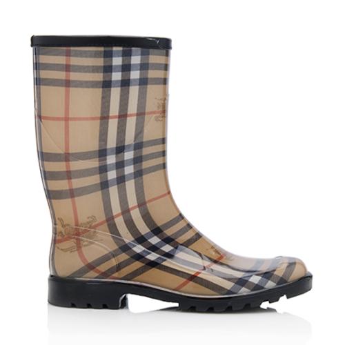 Burberry Haymarket Check Mid-Calf Rain Boots - Size 9 / 39