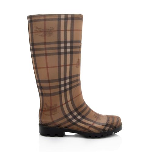 Burberry Haymarket Check Rubber Mid-Calf Rain Boots - Size  8 / 38