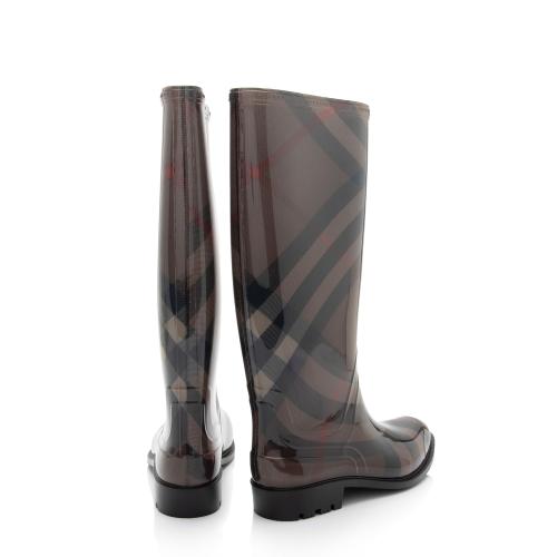 Burberry Nova Check Rubber Rain Boots - Size 7 / 37