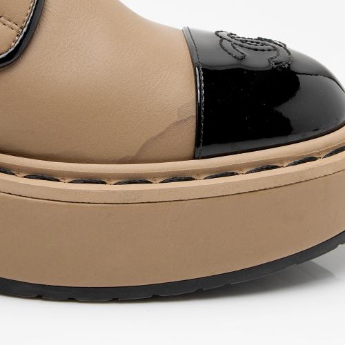 Chanel Calfskin CC Cap Toe Platform Ankle Boots - Size 9 / 39