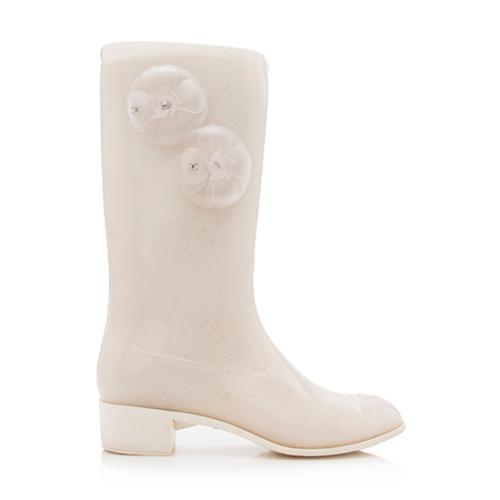 Chanel Camellia Rain Boots - Size 10 / 40