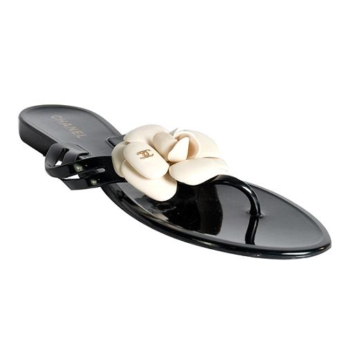 Chanel Camellia Thong Sandals - Size 10 / 40