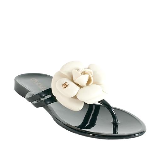 Chanel Camellia Thong Sandals - Size 6 / 36