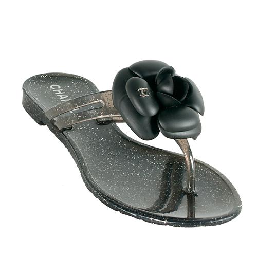 Chanel Camellia Thong Sandals - Size 7 / 37 