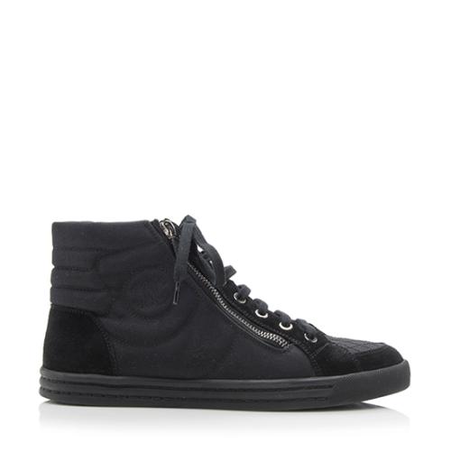Chanel Canvas Suede High Top Sneakers - Size 9.5 / 39.5
