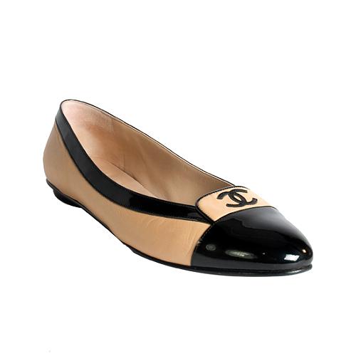 Chanel Cap Toe Ballerina Flats Shoes - Size 42