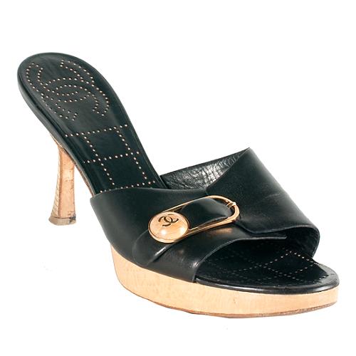 Chanel Lambskin Buckle Sandals - Size 9.5 / 39.5