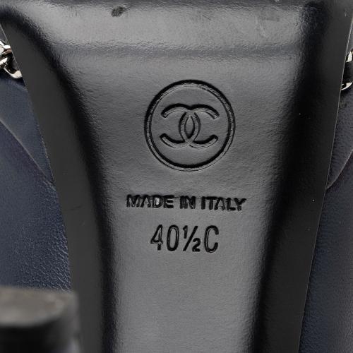 Chanel Leather CC Cap Toe Chain Platform Pumps - Size 10.5 C / 40.5 C - FINAL SALE