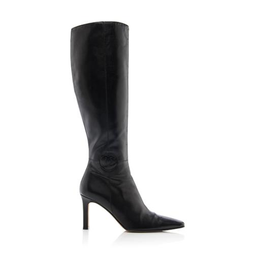 Chanel Leather CC Logo Knee High Boots - Size 8.5 / 38.5