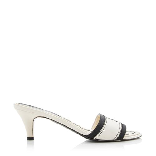 Chanel Leather CC Slide Sandals - Size 9.5 / 39.5