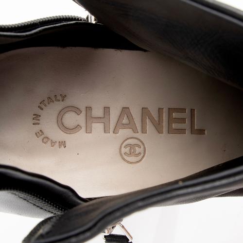 Chanel Leather Patent Leather CC Cap Toe Booties - Size 9 / 39 