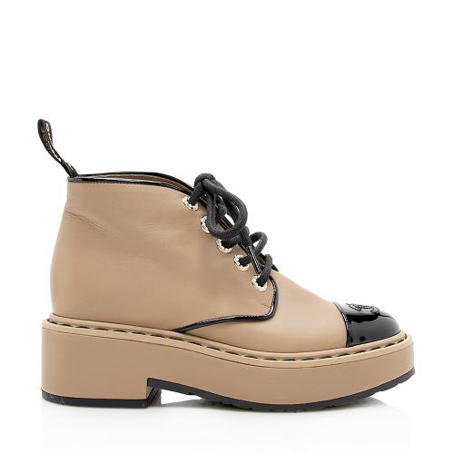 Chanel Leather Platform Combat Boots - Size 6.5 / 36.5