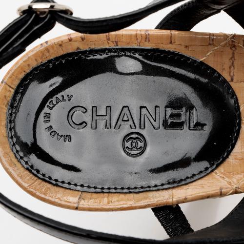 Chanel Patent Leather CC Slingback Sandals - Size 8 / 38 