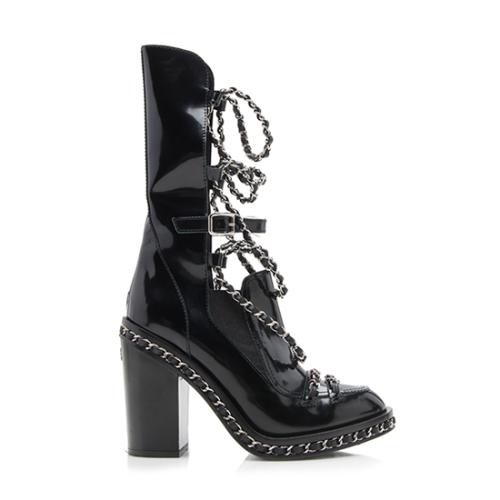 Chanel Patent Leather Chain Obsession Runway Boots - Size 6.5 C / 36.5