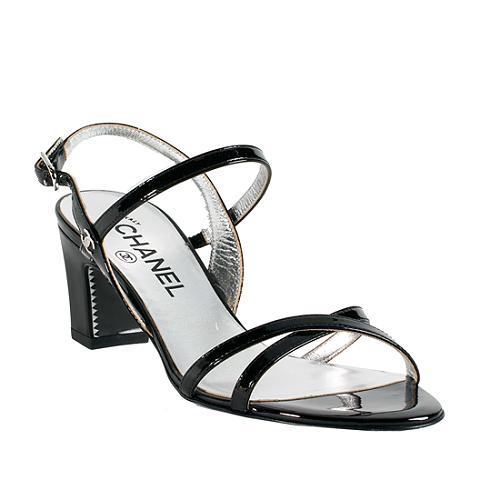 Chanel Patent Leather Strappy Block Heel Sandals - Size 6 / 36