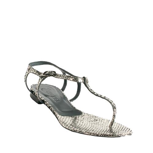 Chanel Snakeskin T-Strap Sandals - Size 10.5 / 40.5