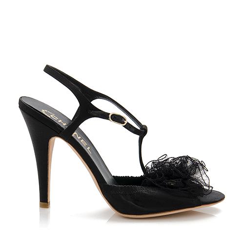Chanel Camellia T-Strap Sandals - Size 7.5 / 38