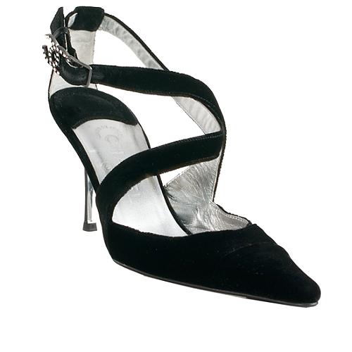 Chanel Velvet Ankle Strap Heels - Size 10 / 40