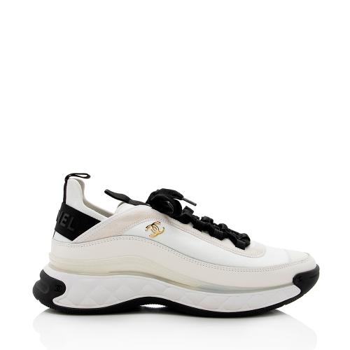 Chanel Velvet & Calfskin CC Sneakers - Size 10.5 / 40.5
