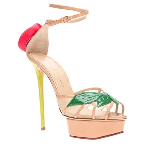 Charlotte Olympia Calfskin Rose Platform Sandals - Size 8.5 / 39 - FINAL SALE