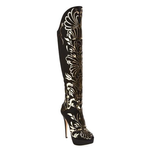 Charlotte Olympia Silk Satin Prosperity Over the Knee Boots - Size 9.5 / 40