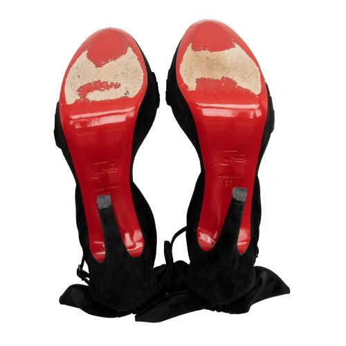 Christian Louboutin Satin Velour Vampanodo Platform Sandals - Size 7 / 37