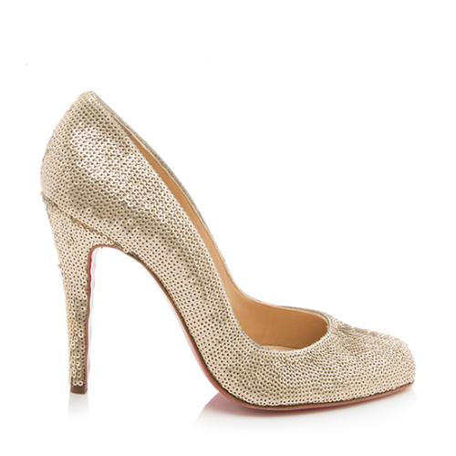 Christian Louboutin Sequins Rounded Toe Pumps - Size 8 / 38