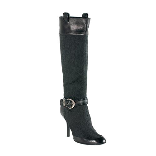 Dior Diorissimo Canvas Buckle Knee-High Boots - Size 6.5 / 36.5