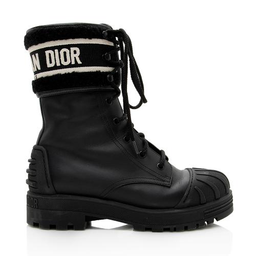 Dior Leather Wool D-Major Ankle Boots - Size 8 / 38