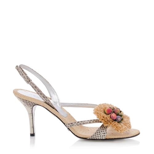 Dolce & Gabbana Snakeskin Fruit Sandals - Size 6.5 / 36.5