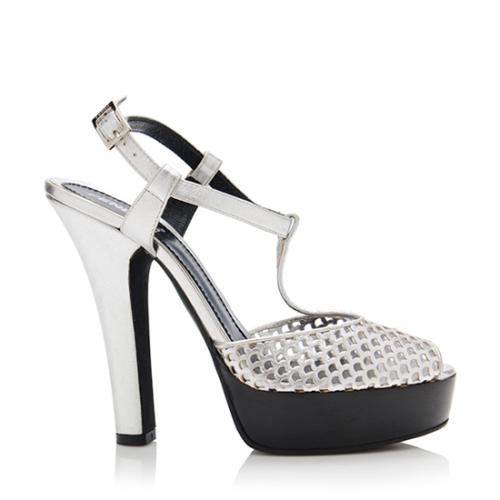 Fendi Perforated Platform T-Strap Sandals - Size 6.5 / 36.5