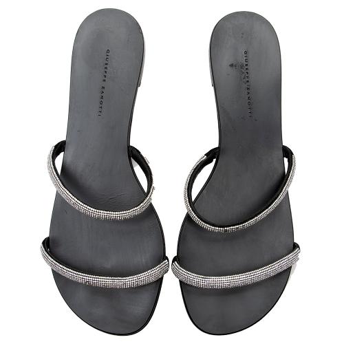 Giuseppe Zanotti Leather Crystal Croisette Sandals - Size 9 / 39