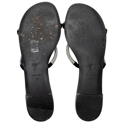 Giuseppe Zanotti Leather Crystal Croisette Sandals - Size 9 / 39