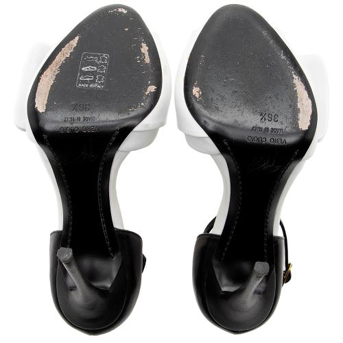 Giuseppe Zanotti Leather Safety Pin Peep Toe Sandals- Size 6.5 / 36.5