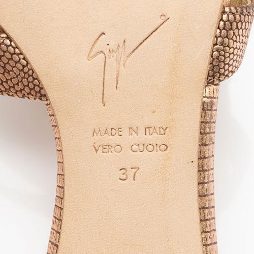 Giuseppe Zanotti Metallic Leather Embellished Beaded Mules - Size 7 / 37