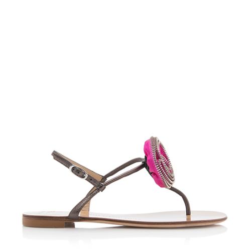 Giuseppe Zanotti Zipper Rose Sandals - Size 6 / 36