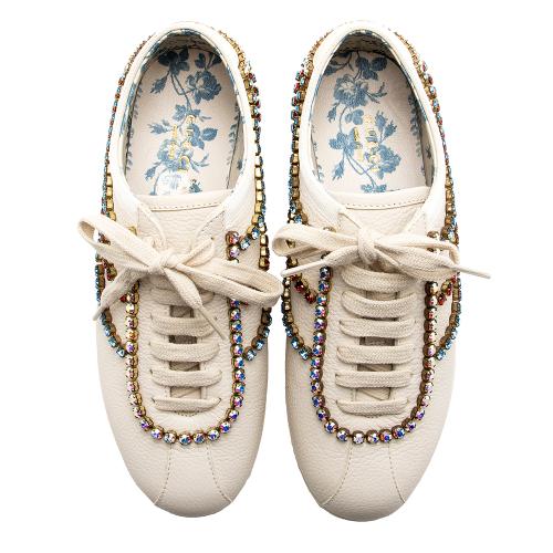 Gucci Calfskin Crystal Falacer Sneakers - Size 5.5 / 35.5 - FINAL SALE