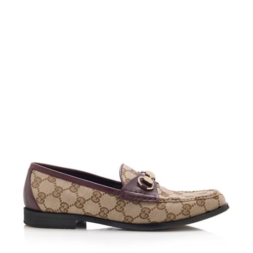 Gucci GG Canvas Horsebit Loafers - Size 8 / 38