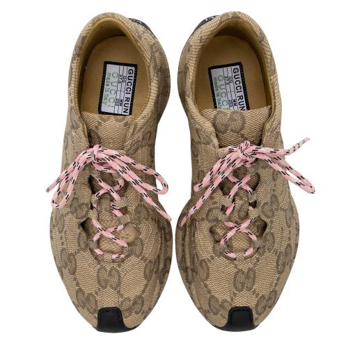 Gucci GG Canvas Leather Run Sneakers - Size 7.5 / 37.5