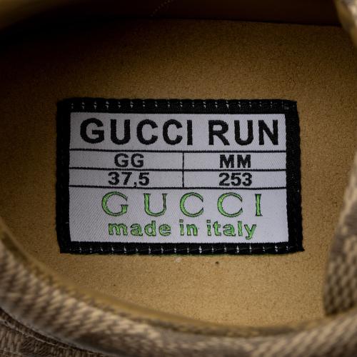 Gucci GG Canvas Leather Run Sneakers - Size 7.5 / 37.5
