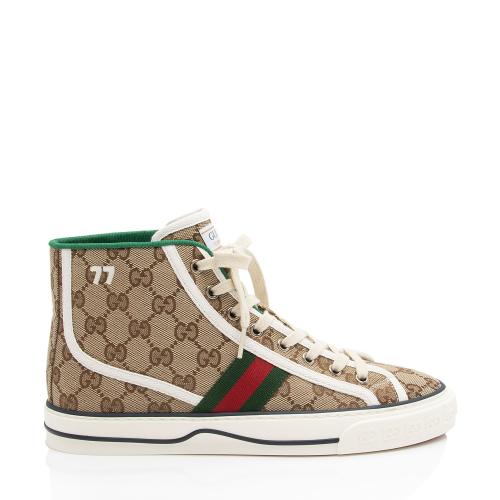 Gucci GG Canvas Web 1977 Tennis High Top Sneakers - Size 9 / 39