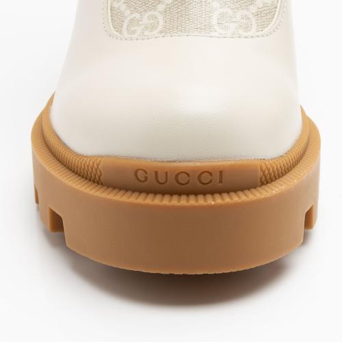 Gucci GG Supreme Calfskin Kensington Double Buckle Ankle Boots - Size 6 / 36