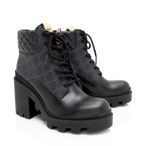 Gucci GG Supreme Quilted Calfskin Combat Boots - Size 9 / 39