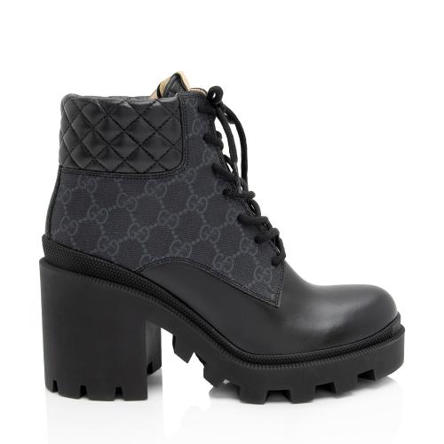 Gucci GG Supreme Quilted Calfskin Combat Boots - Size 9 / 39